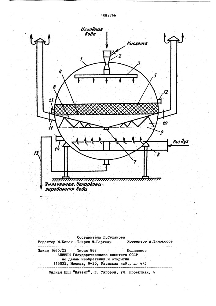 Устройство для обработки воды методом подкисления (патент 1082766)