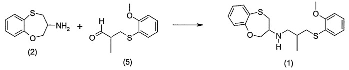 Способ получения n-[3-[(2-метоксифенил)сульфанил]-2-метилпропил]-3,4-дигидро-2н-1,5-бензоксатиепин-3-амина (патент 2414464)