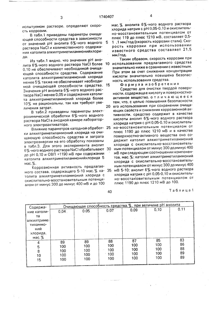 Средство для очистки твердой поверхности (патент 1740407)