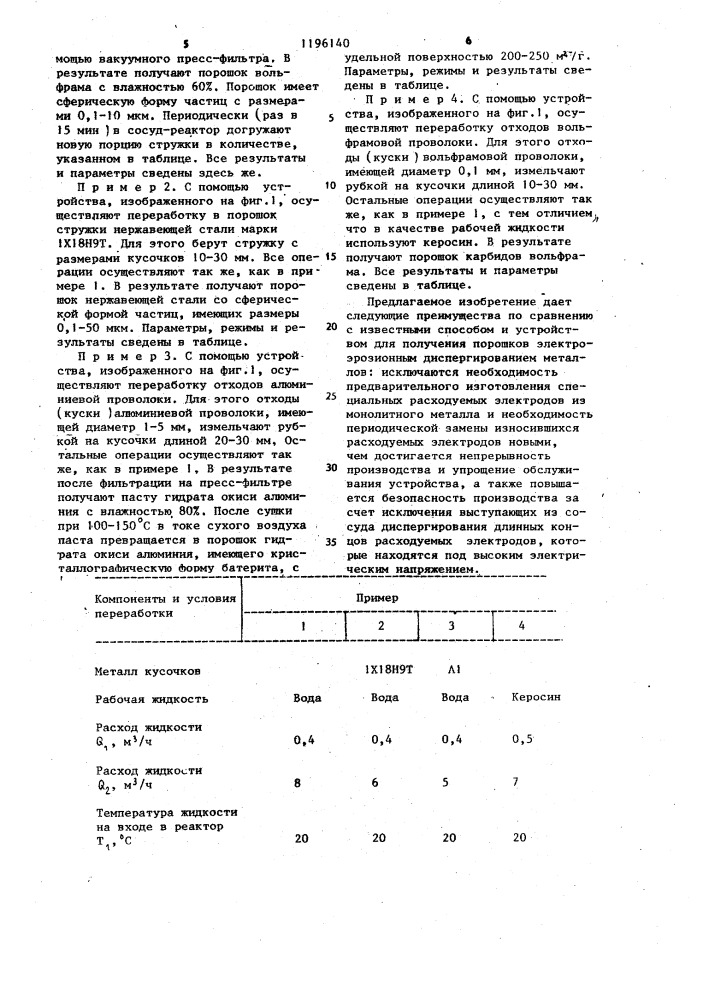 Устройство для получения порошков электроэрозионным диспергированием (патент 1196140)