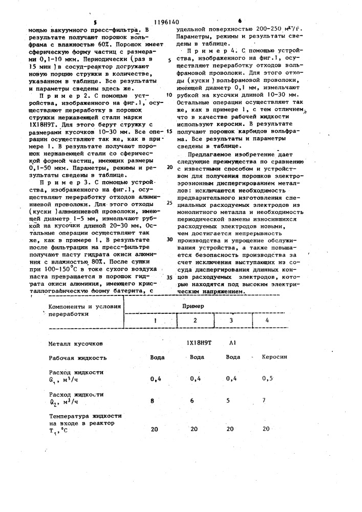 Устройство для получения порошков электроэрозионным диспергированием (патент 1196140)