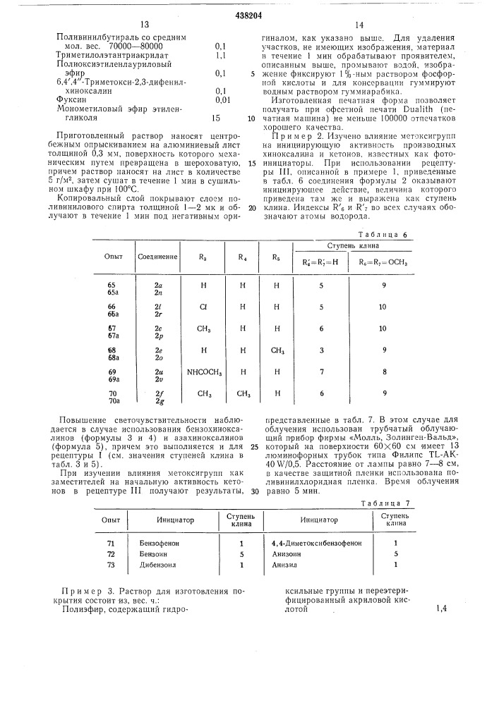 Фотополимеризующаяся копировальная композиция (патент 438204)