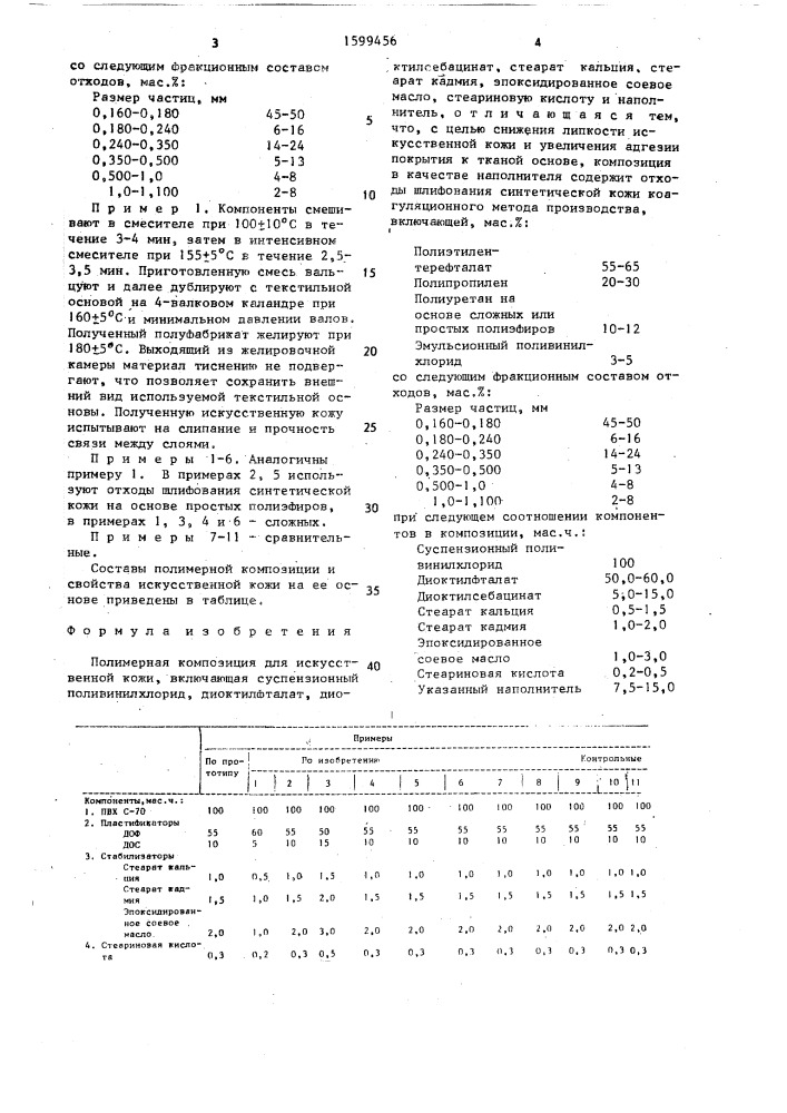 Полимерная композиция для искусственной кожи (патент 1599456)