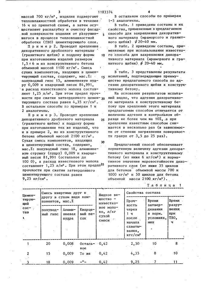 Способ изготовления декоративных железобетонных изделий (патент 1183374)