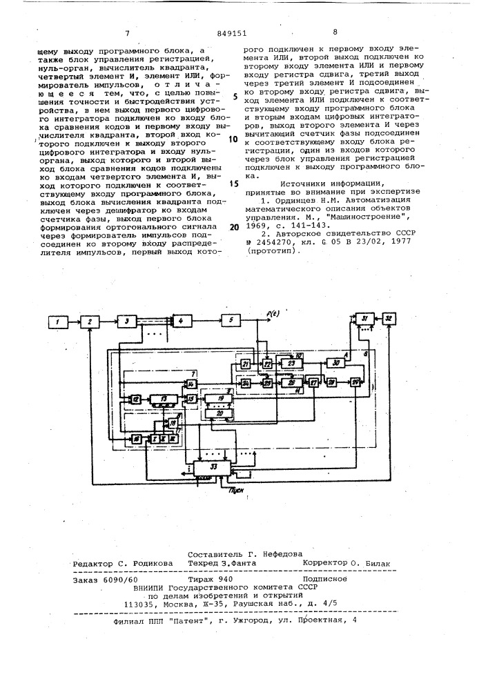 Устройство для измерения амплитуднофазовых частотных характеристик (патент 849151)