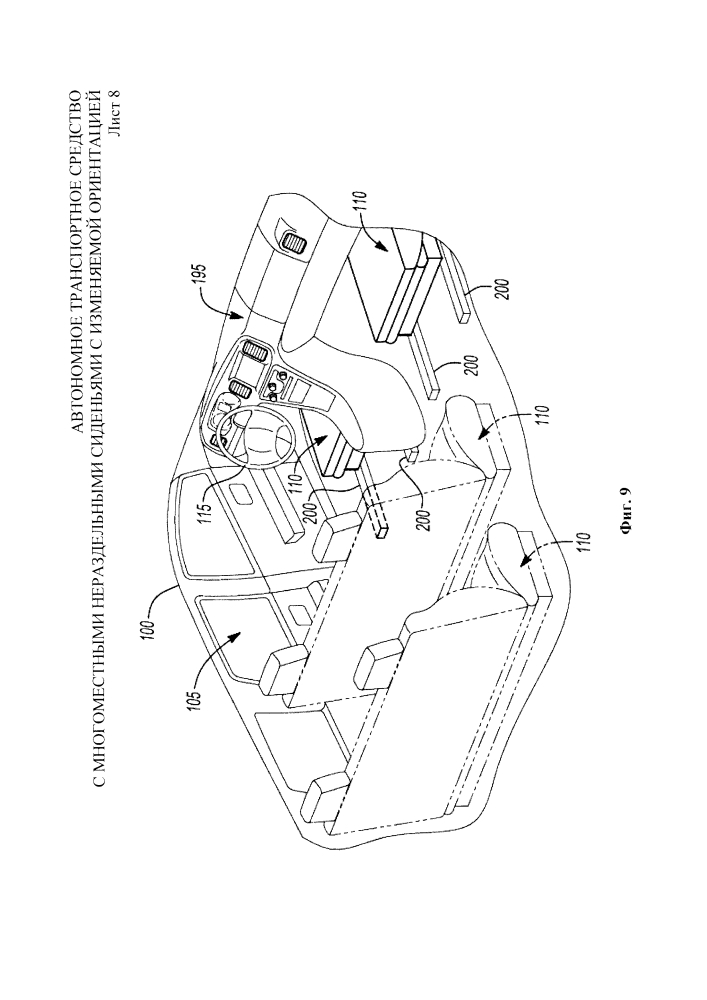 Автономное транспортное средство с многоместными нераздельными сиденьями с изменяемой ориентацией (патент 2647112)