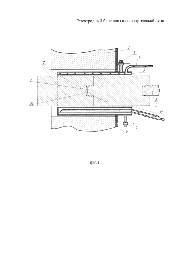 Электродный блок для газоэлектрической печи (патент 2586108)