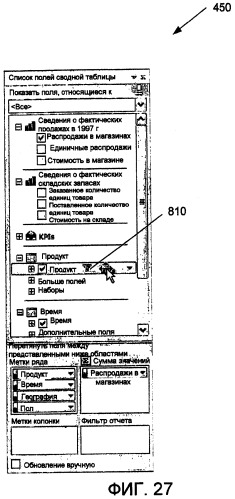 Фильтрующий интерфейс пользователя для сводной таблицы данных (патент 2433449)