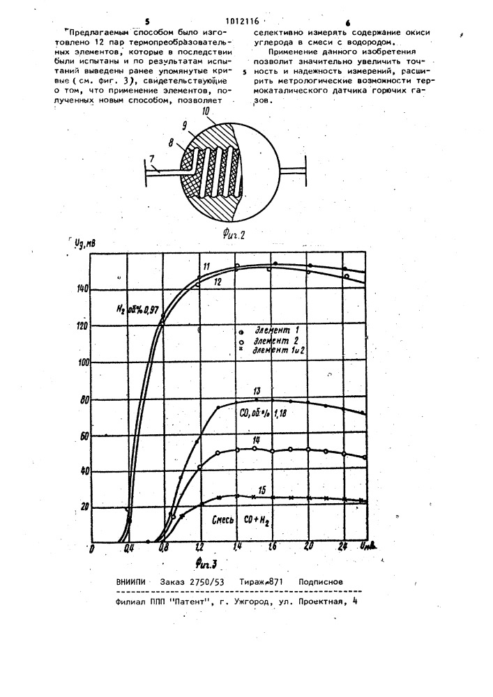Способ изготовления измерительного и компенсационного термопреобразовательных элементов датчика горючих газов (патент 1012116)
