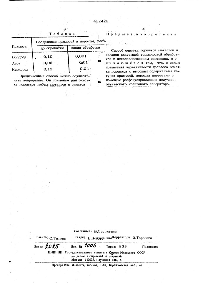 Способ очистки порошков (патент 452429)