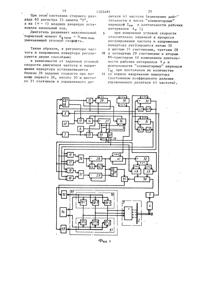 Цифровой регулятор угловой скорости дугостаторного асинхронного двигателя (патент 1203481)
