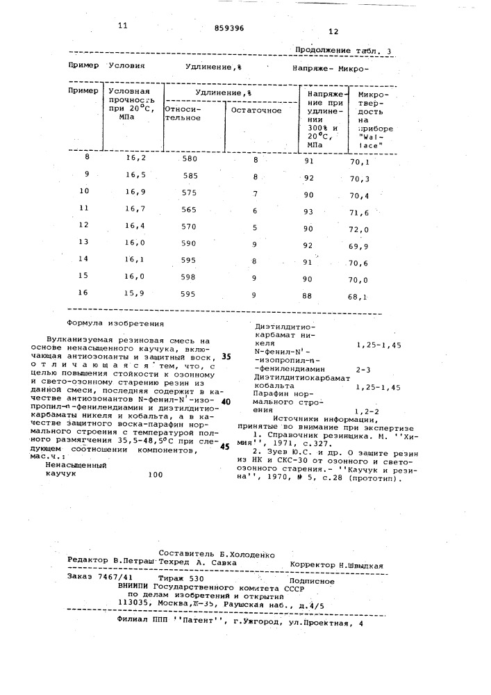 Вулканизуемая резиновая смесь на основе ненасышенного каучука (патент 859396)