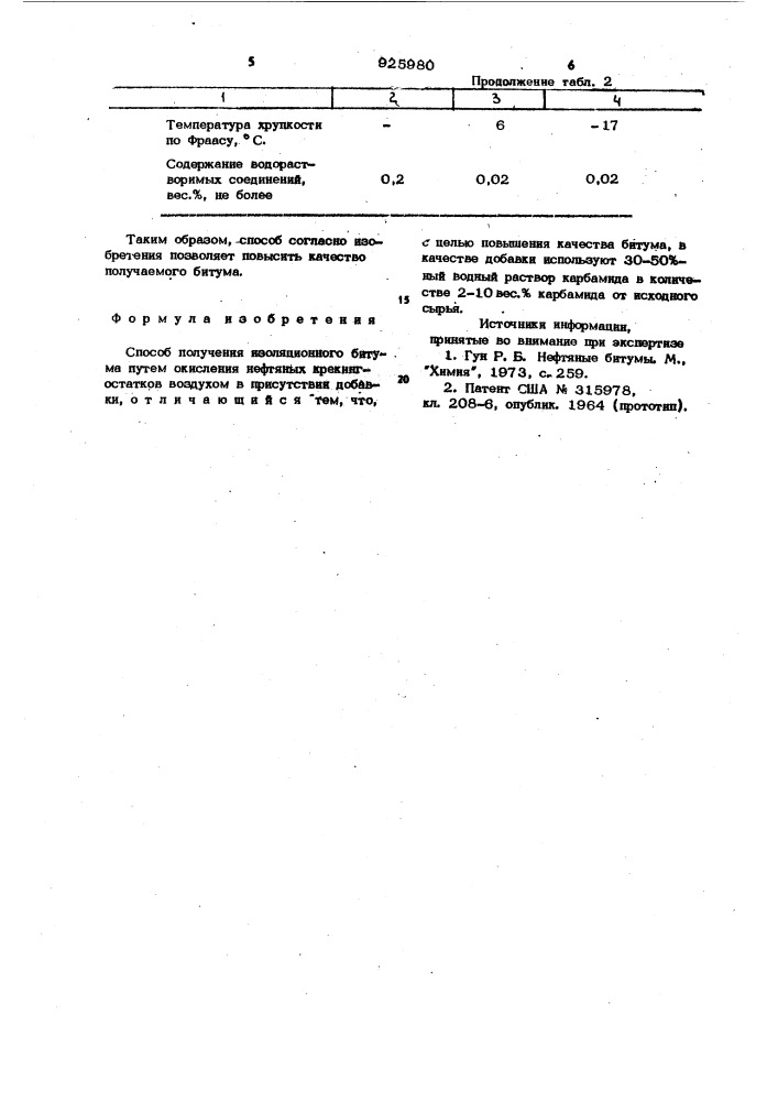 Способ получения изоляционного битума (патент 925980)