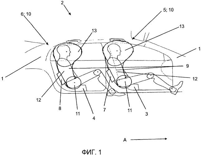 Защитное устройство для пассажиров и система надувных подушек безопасности для автомобиля, а также автомобиль с защитным устройством для пассажиров (патент 2545122)