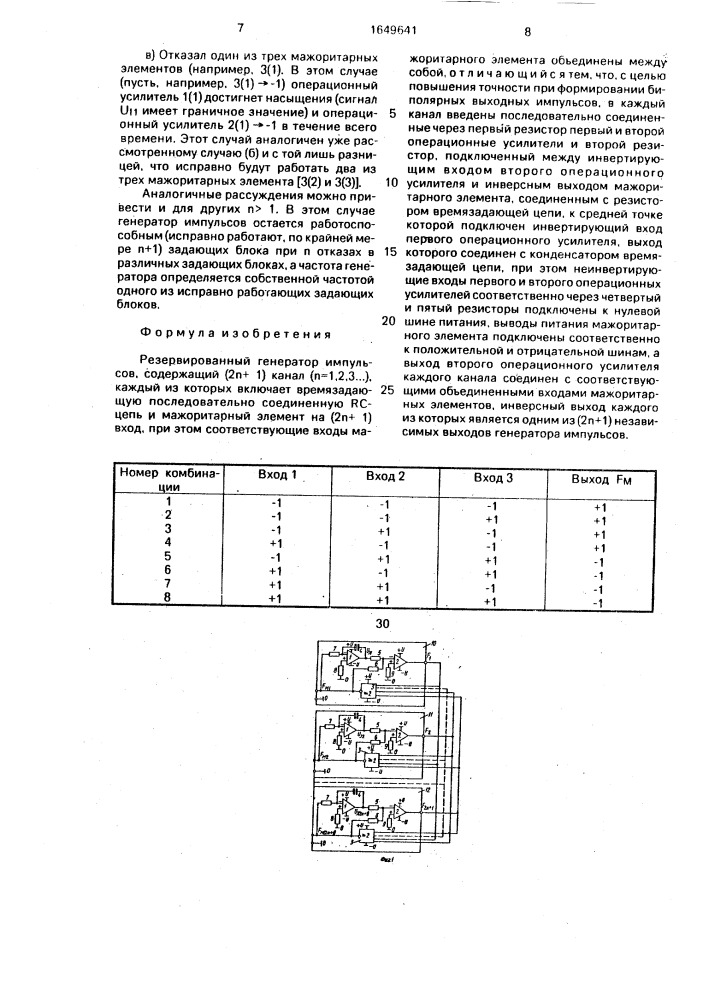 Резервированный генератор импульсов (патент 1649641)