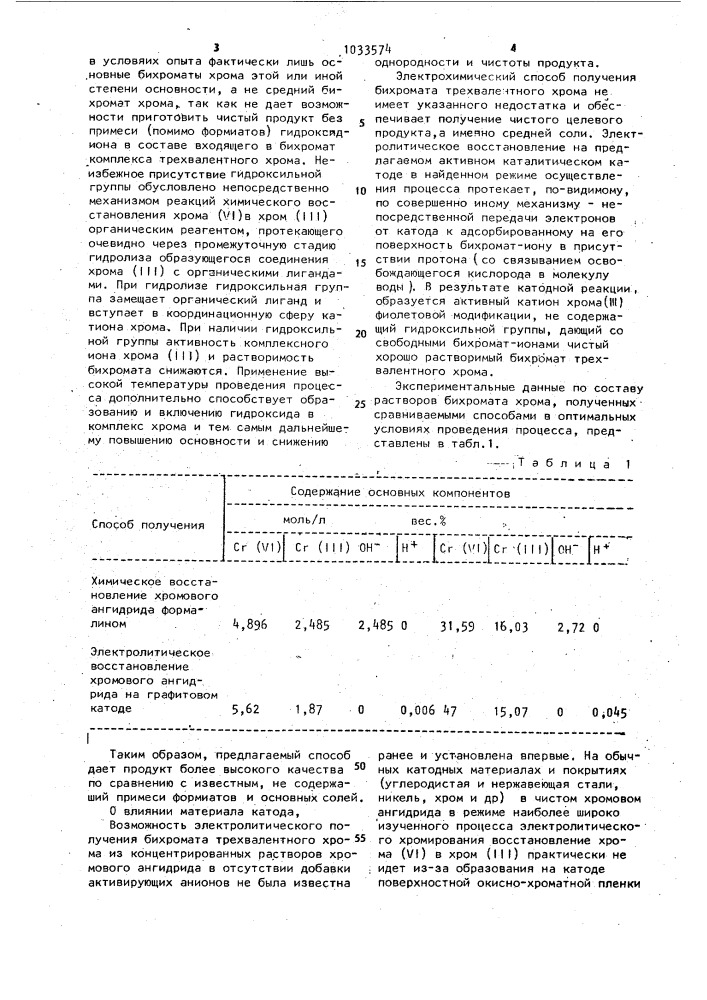 Способ получения раствора бихромата трехвалентного хрома (патент 1033574)