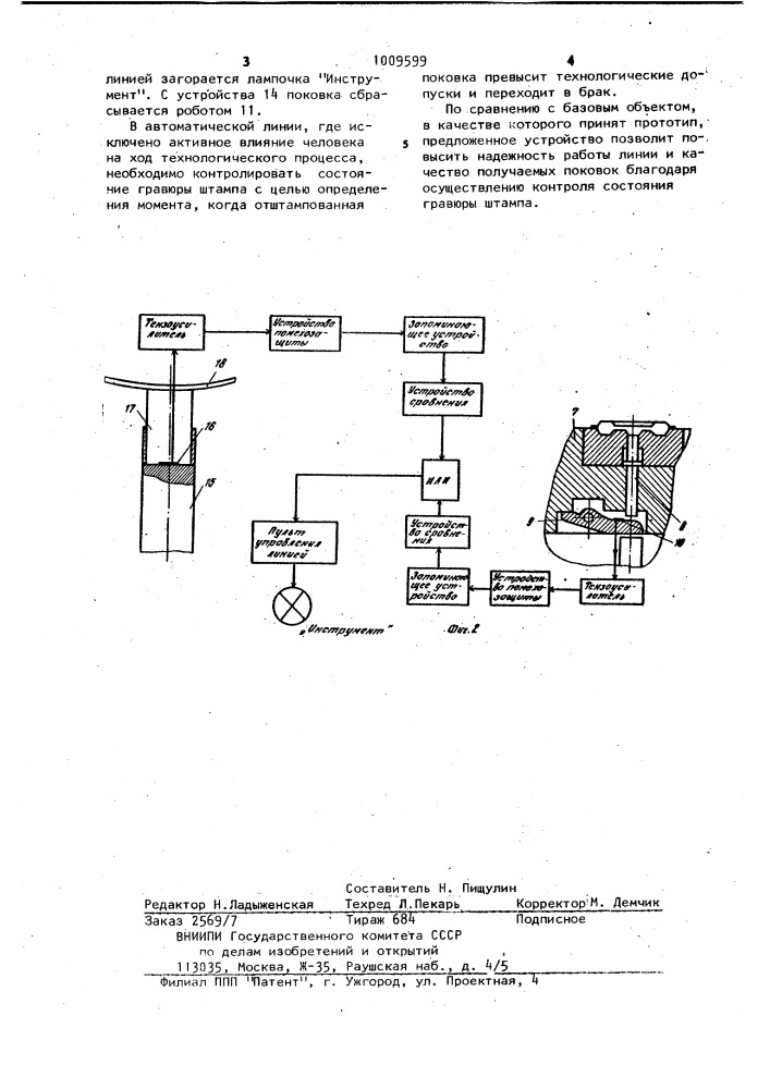 Автоматическая линия горячей объемной штамповки (патент 1009599)