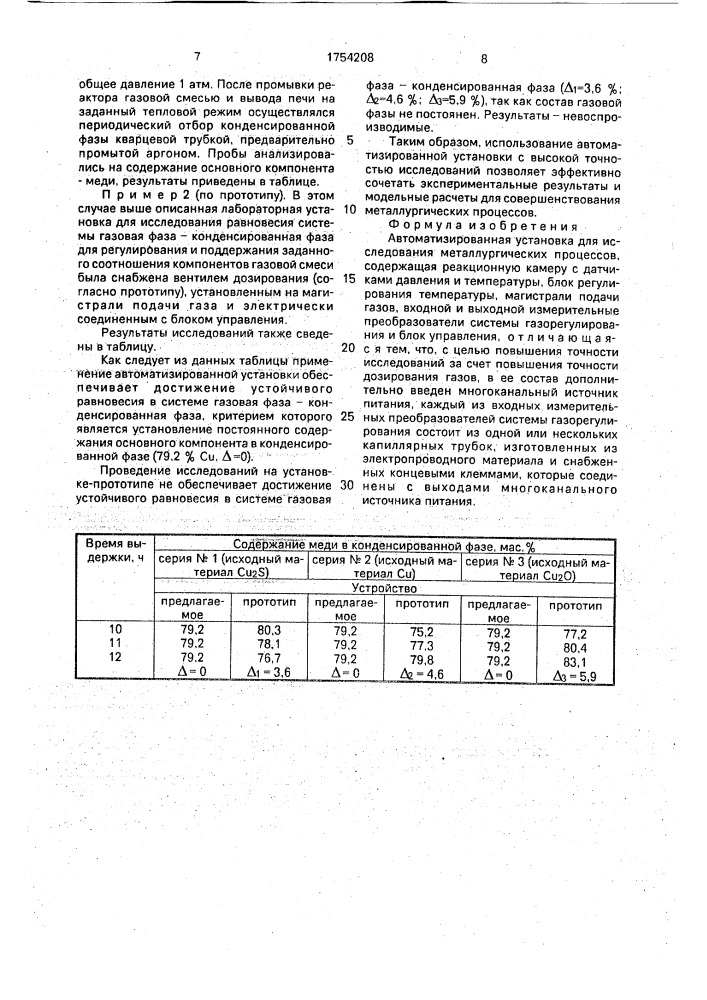 Автоматизированная установка для исследования металлургических процессов (патент 1754208)