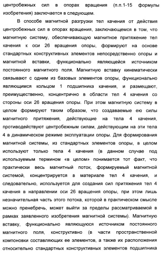 Способ магнитной разгрузки тел качения от действия центробежных сил в опорах вращения и опора вращения для его осуществления (варианты) (патент 2348839)