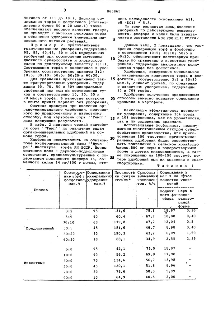 Способ получения органо-минерального гранулированного удобрения (патент 865865)