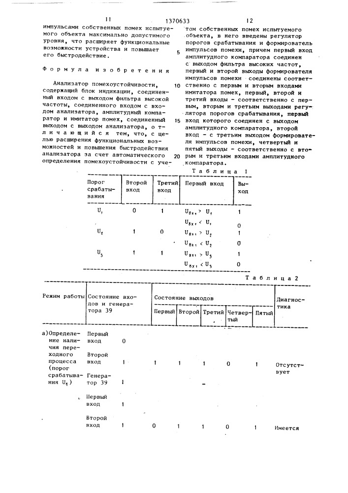 Анализатор помехоустойчивости (патент 1370633)