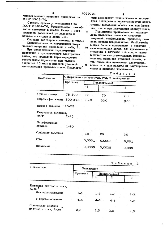 Электролит меднения (патент 1079701)