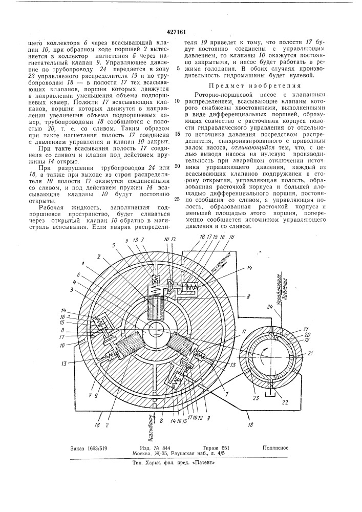 Роторно-поршневой насос (патент 427161)