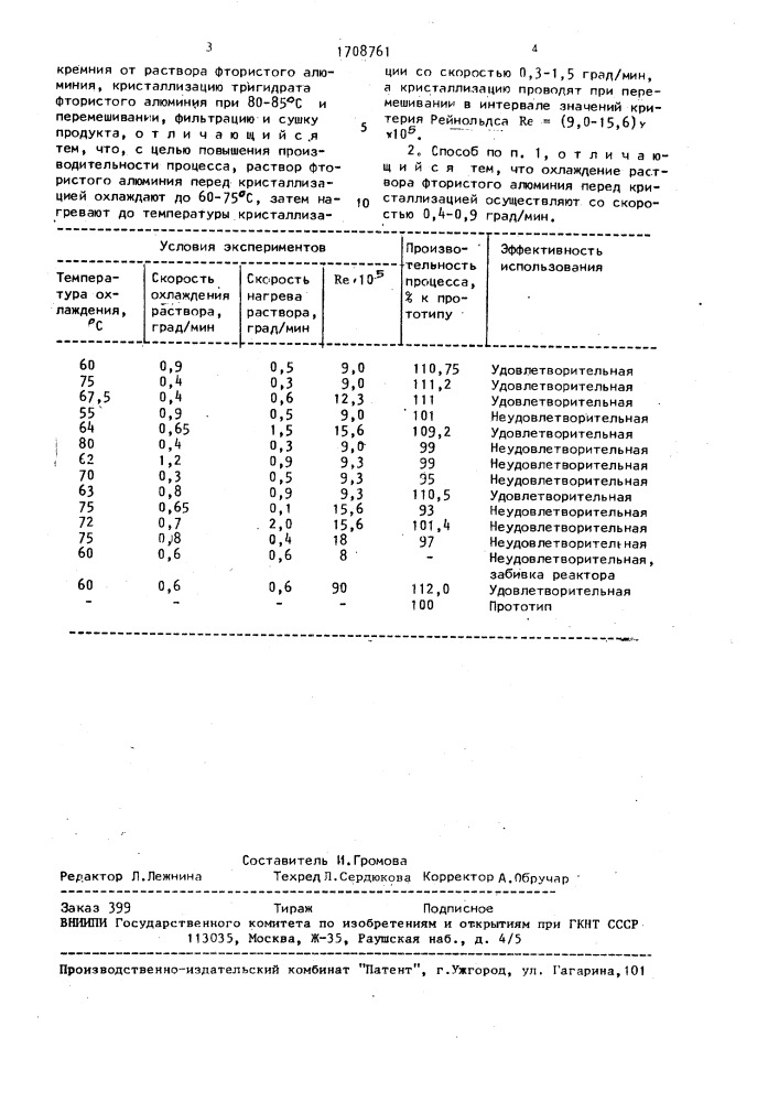 Способ получения фтористого алюминия (патент 1708761)