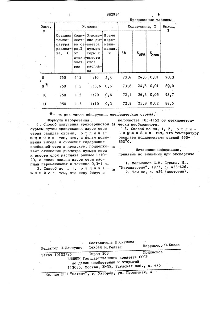 Способ получения трехсернистой сурьмы (патент 882934)