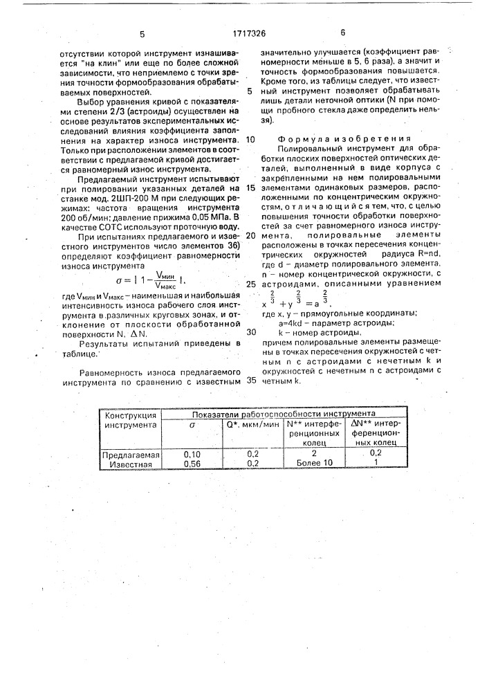 Полировальный инструмент (патент 1717326)