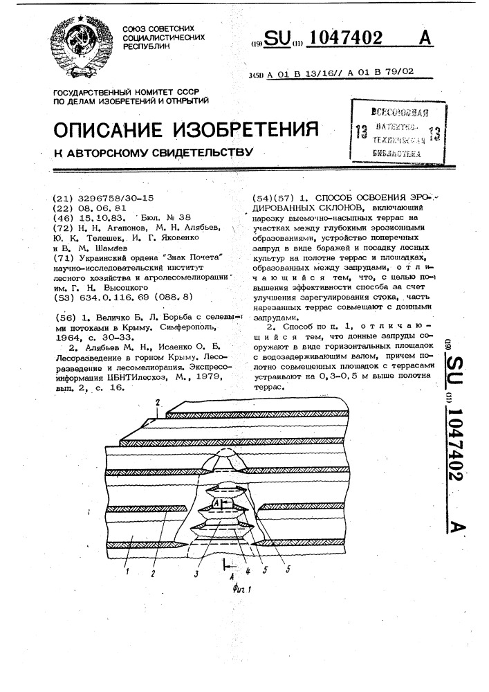 Способ освоения эродированных склонов (патент 1047402)