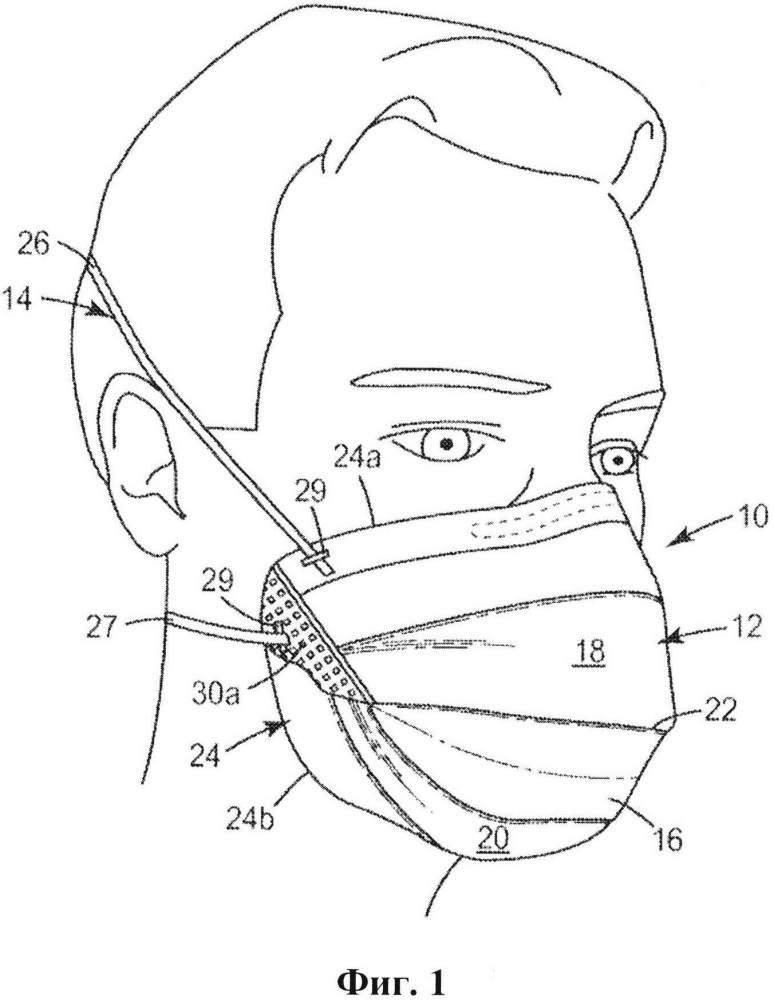 Респиратор в виде фильтрующей лицевой маски с амортизирующим носовым элементом (патент 2625928)