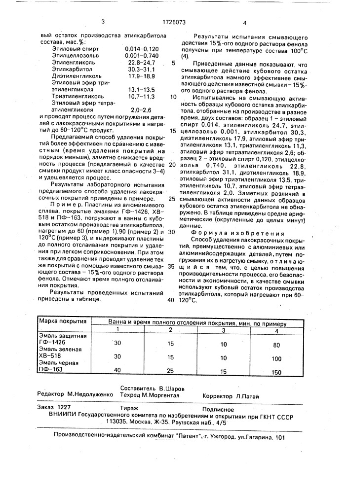 Способ удаления лакокрасочных покрытий (патент 1726073)