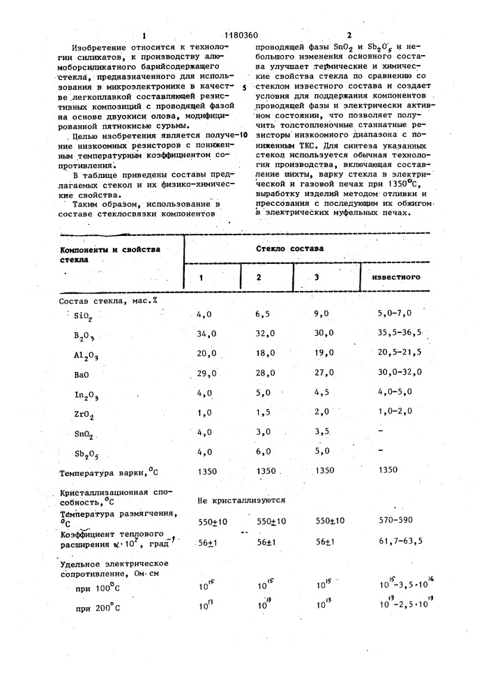 Стекло (патент 1180360)