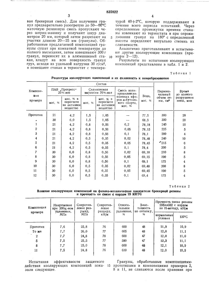 Изолирующая композиция на основеповерхностно-активных веществ (патент 835822)