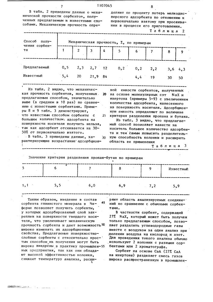Сорбент для газовой хроматографии и способ его получения (патент 1107045)