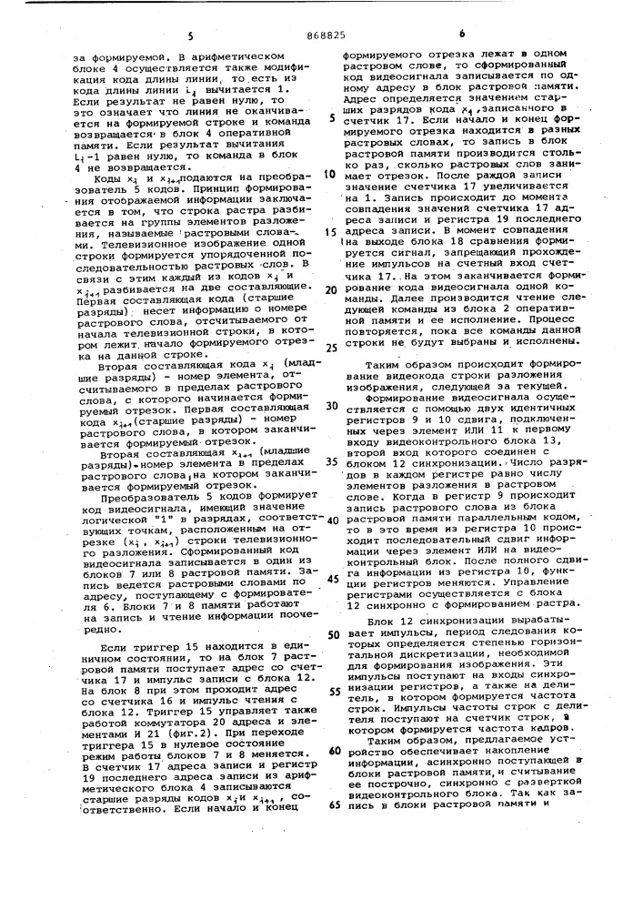 Устройство для отображения графической информации на экране электронно-лучевой трубки (патент 868825)