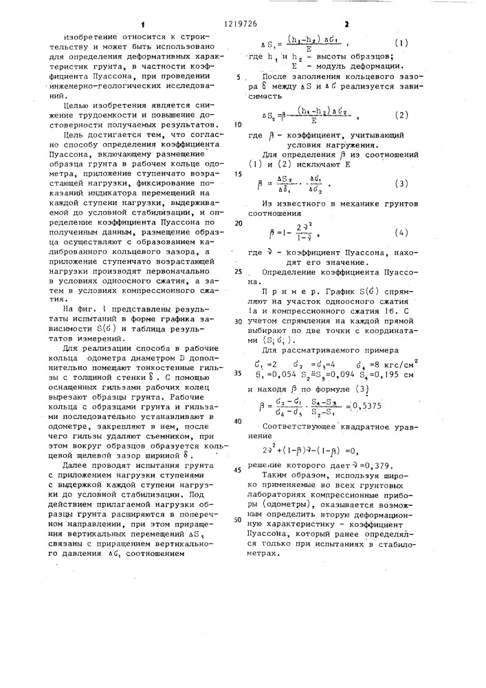 Способ определения коэффициента пуассона (патент 1219726)