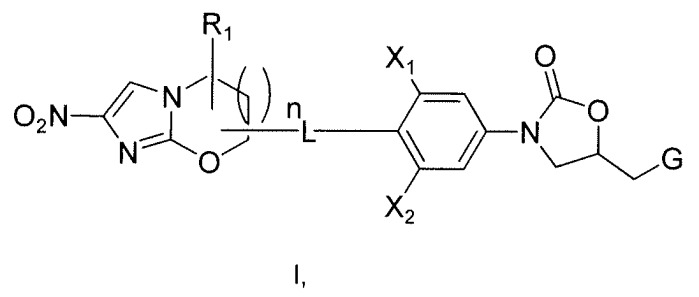 Бициклические нитроимидазолы, ковалентно соединенные с замещенными фенилоксазолидинонами (патент 2504547)