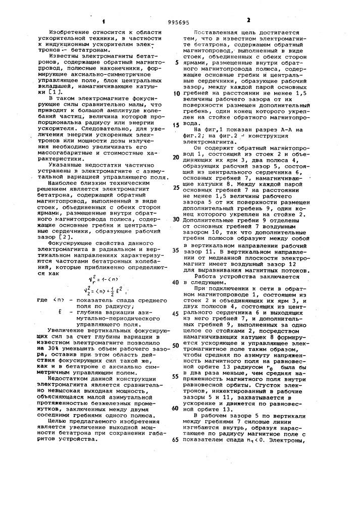 Электромагнит бетатрона (патент 995695)