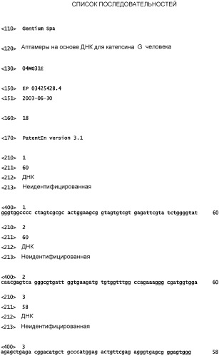 Аптамеры на основе днк для катепсина g человека (патент 2360000)