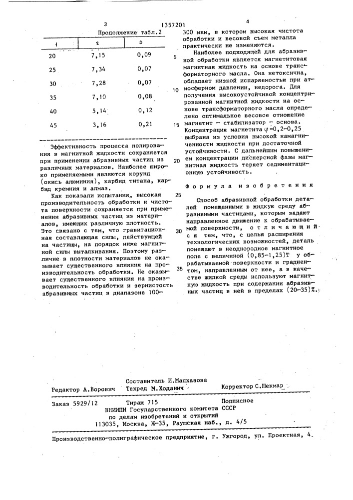 Способ абразивной обработки деталей (патент 1357201)