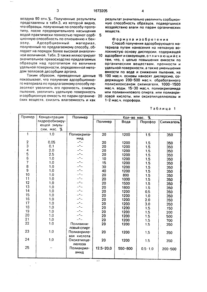 Способ получения адсорбирующего материала (патент 1673205)