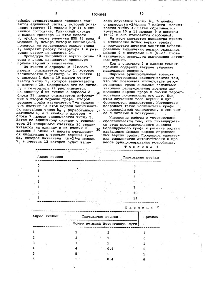 Устройство для моделирования графов (патент 1034048)