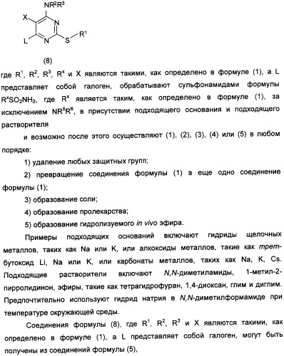 Производные пиримидинсульфонамида в качестве модуляторов рецепторов хемокинов, способы их получения (варианты) и применение (патент 2342366)