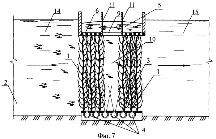 Рыбозащитное устройство водозаборного сооружения (варианты) (патент 2265697)