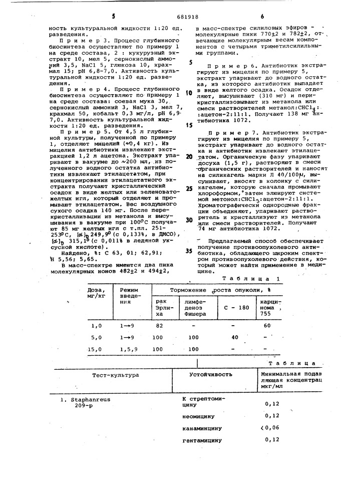 Способ получения противоопухолевогоантибиотика (патент 681918)