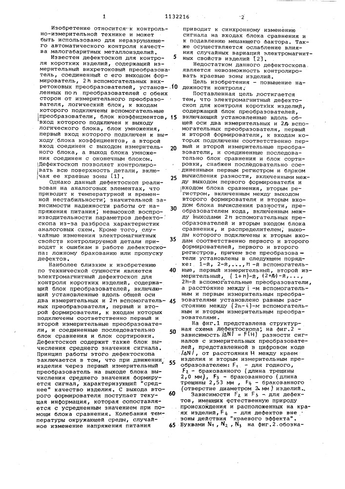 Электромагнитный дефектоскоп для контроля коротких изделий (патент 1132216)