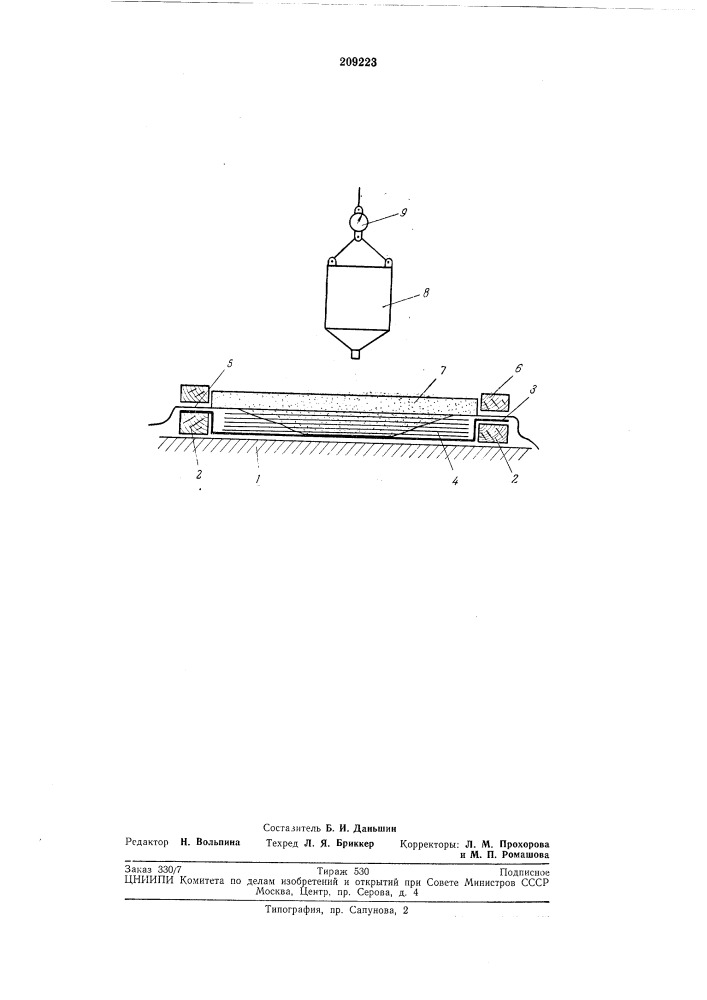 Способ изготовления полотнищ секций корпусов судов из стеклопластика (патент 209223)
