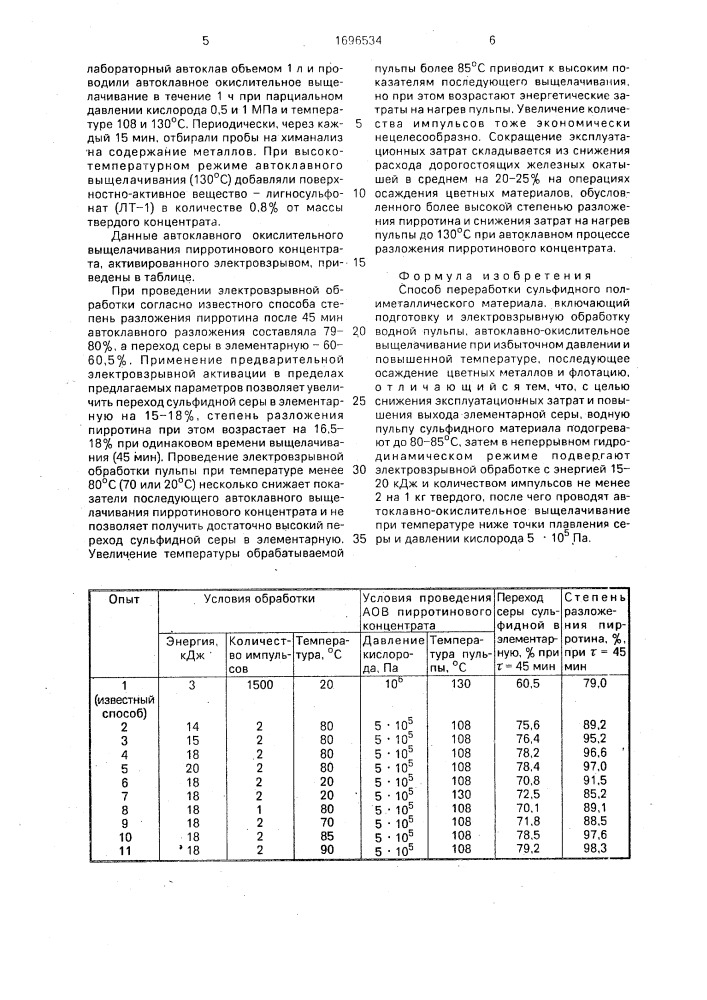 Способ переработки сульфидного полиметаллического материала (патент 1696534)